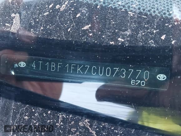 ✅ 2012 Toyota Camry LE • VIN: 4T1BF1FK7CU073770 • Лот: 43675196. Опубликован ранее на IAAI с пробегом 262 282 миль. Бесплатный доступ к архиву аукционных продаж из США и подробный отчёт об истории автомобиля на DreamBid. Изображение 9.