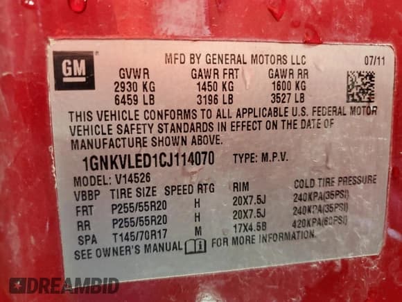 ✅ 2012 Chevrolet Traverse LTZ • VIN: 1GNKVLED1CJ114070 • Lot: 70357965. Wystawiony na Copart z przebiegiem 170 770 mil. Bezpłatny archiwum sprzedaży aukcyjnych z USA i szczegółowy raport historii pojazdu na DreamBid. Zdjęcie 14.