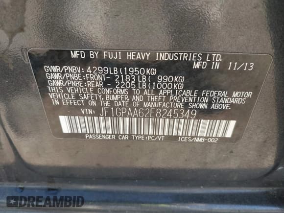 ✅ 2014 Subaru Impreza 2.0i • VIN: JF1GPAA62E8245349 • Lot: 43468158. Wystawiony na IAAI z przebiegiem 112 816 mil. Bezpłatny archiwum sprzedaży aukcyjnych z USA i szczegółowy raport historii pojazdu na DreamBid. Zdjęcie 9.