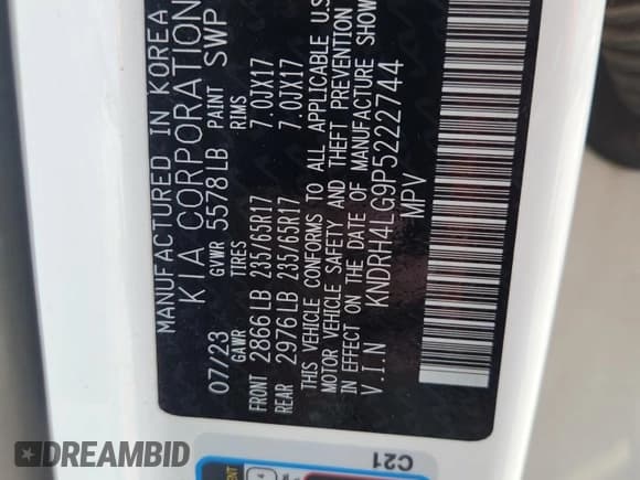 ✅ 2023 Kia Sorento EX • VIN: KNDRH4LG9P5222744 • Lot: 64725675. Wystawiony na Copart z przebiegiem 68 973 mil. Bezpłatny archiwum sprzedaży aukcyjnych z USA i szczegółowy raport historii pojazdu na DreamBid. Zdjęcie 13.