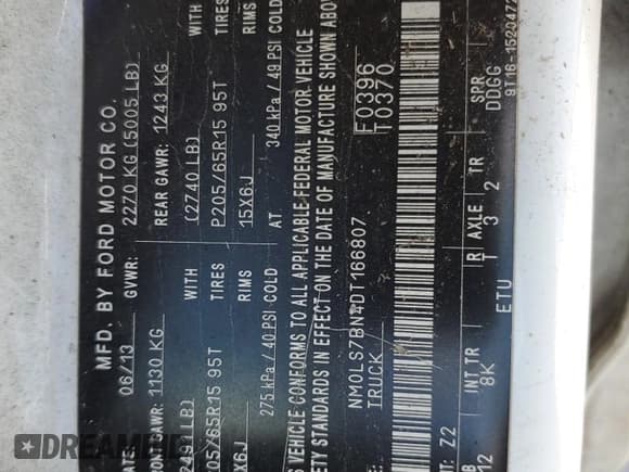 ✅ 2013 Ford Transit Connect XLT • VIN: NM0LS7BN4DT166807 • Lot: 82663525. Wystawiony na Copart z przebiegiem 219 395 mil. Bezpłatny archiwum sprzedaży aukcyjnych z USA i szczegółowy raport historii pojazdu na DreamBid. Zdjęcie 12.