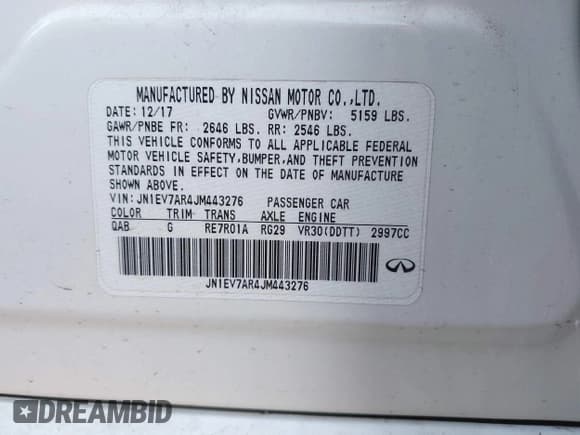 ✅ 2018 Infiniti Q50 Sport • VIN: JN1EV7AR4JM443276 • Lot: 43736531. Listed on IAAI with Not provided. Free auction sales archive from the USA and detailed vehicle history report at DreamBid. Image 9.