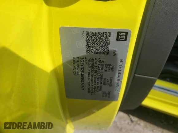 2024 Chevrolet Corvette 2LT с VIN 1G1YB2D40R5124347, выставлен на аукционе Copart как лот 71441194 с пробегом 1 719 миль миль и На запчасти • Non repairable. История ставок и продаж доступна на DreamBid. Изображение 13.