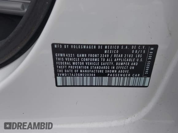 ✅ 2016 Volkswagen Jetta Sport • VIN: 3VWD17AJ3GM228366 • Lot: 43018875. Wystawiony na IAAI z przebiegiem 117 286 mil. Bezpłatny archiwum sprzedaży aukcyjnych z USA i szczegółowy raport historii pojazdu na DreamBid. Zdjęcie 9.