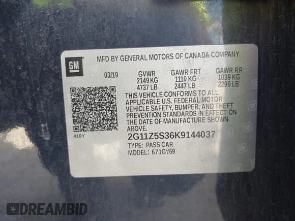 ✅ 2019 Chevrolet Impala LT • VIN: 2G11Z5S36K9144037 • Lot: 43395650. Listed on IAAI with 140,566 mi. Free auction sales archive from the USA and detailed vehicle history report at DreamBid. Image 9.