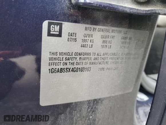 ✅ 2016 Cadillac ATS Luxury Collection RWD • VIN: 1G6AB5SX4G0103103 • Lot: 71193915. Listed on Copart with 109,240 mi. Free auction sales archive from the USA and detailed vehicle history report at DreamBid. Image 12.