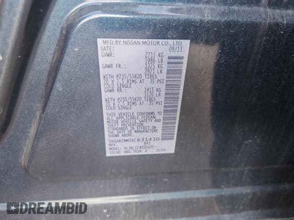 ✅ 2014 Nissan Pathfinder Platinum • VIN: 5N1AR2MM5EC631430 • Lot: 82522755. Wystawiony na Copart z przebiegiem 154 688 mil. Bezpłatny archiwum sprzedaży aukcyjnych z USA i szczegółowy raport historii pojazdu na DreamBid. Zdjęcie 12.