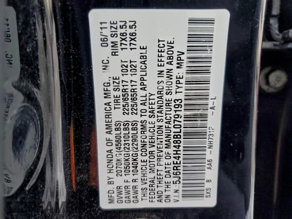 ✅ 2011 Honda CR-V SE • VIN: 5J6RE4H48BL079193 • Lot: 95902385. Listed on Copart with 170,699 mi. Free auction sales archive from the USA and detailed vehicle history report at DreamBid. Image 14.