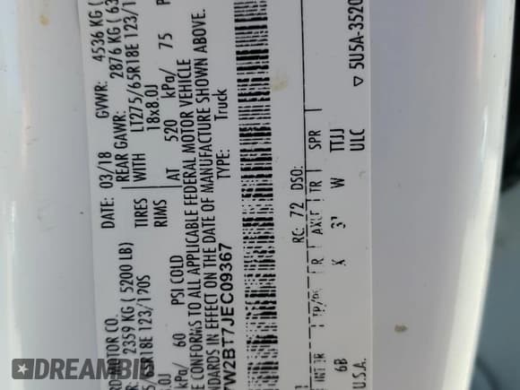 ✅ 2018 Ford F-250 XL • VIN: 1FT7W2BT7JEC09367 • Lot: 54577955. Listed on Copart with 135,216 mi. Free auction sales archive from the USA and detailed vehicle history report at DreamBid. Image 12.