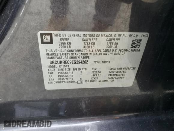 ✅ 2014 Chevrolet Silverado 1500 LT • VIN: 3GCUKREC9EG294262 • Лот: 71771834. Опубликован ранее на Copart с пробегом 142 968 миль. Бесплатный доступ к архиву аукционных продаж из США и подробный отчёт об истории автомобиля на DreamBid. Изображение 12.