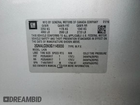 ✅ 2016 Chevrolet Equinox LT • VIN: 2GNALCEK0G1145830 • Lot: 87365285. Wystawiony na Copart z przebiegiem 105 155 mil. Bezpłatny archiwum sprzedaży aukcyjnych z USA i szczegółowy raport historii pojazdu na DreamBid. Zdjęcie 12.