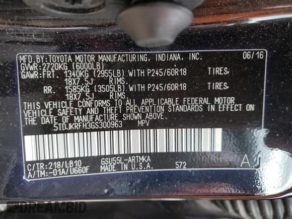 ✅ 2016 Toyota Highlander XLE • VIN: 5TDJKRFH3GS300963 • Lot: 92726075. Wystawiony na Copart z przebiegiem 147 586 mil. Bezpłatny archiwum sprzedaży aukcyjnych z USA i szczegółowy raport historii pojazdu na DreamBid. Zdjęcie 13.