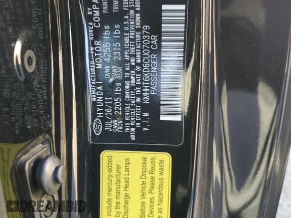 ✅ 2012 Hyundai Genesis Coupe Premium • VIN: KMHHT6KD6CU070379 • Lot: 79780204. Wystawiony na Copart z przebiegiem 102 618 mil. Bezpłatny archiwum sprzedaży aukcyjnych z USA i szczegółowy raport historii pojazdu na DreamBid. Zdjęcie 14.