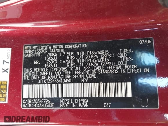 ✅ 2006 Scion xB • VIN: JTLKT324464104501 • Lot: 42341000. Wystawiony na IAAI z przebiegiem 160 273 mil. Bezpłatny archiwum sprzedaży aukcyjnych z USA i szczegółowy raport historii pojazdu na DreamBid. Zdjęcie 9.