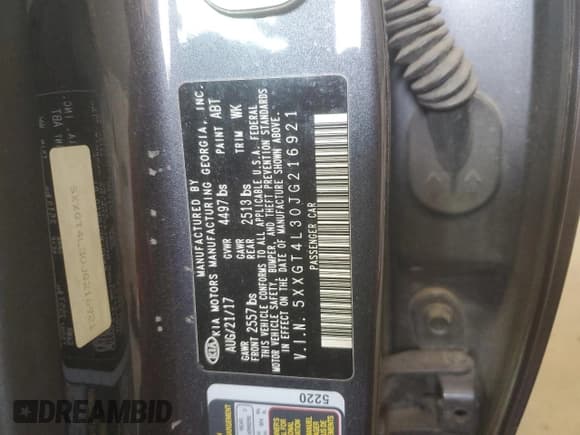 ✅ 2018 Kia Optima S • VIN: 5XXGT4L30JG216921 • Lot: 59085995. Listed on Copart with Not provided. Free auction sales archive from the USA and detailed vehicle history report at DreamBid. Image 12.