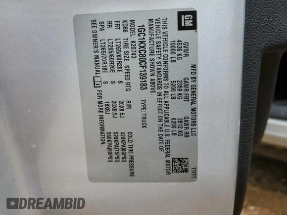 ✅ 2012 Chevrolet Silverado 2500HD LT • VIN: 1GC1KXC80CF139183 • Lot: 67720185. Wystawiony na Copart z przebiegiem Nie podano. Bezpłatny archiwum sprzedaży aukcyjnych z USA i szczegółowy raport historii pojazdu na DreamBid. Zdjęcie 12.