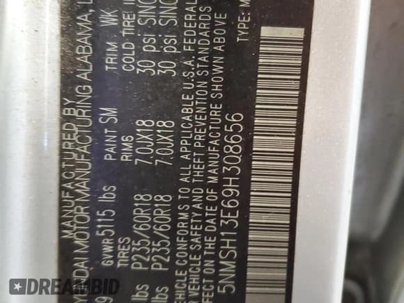 ✅ 2009 Hyundai Santa Fe Limited • VIN: 5NMSH13E69H308656 • Lot: 77275764. Listed on Copart with 142,402 mi. Free auction sales archive from the USA and detailed vehicle history report at DreamBid. Image 13.