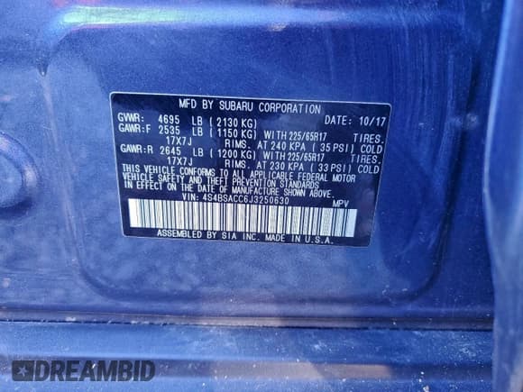 ✅ 2018 Subaru Outback Premium • VIN: 4S4BSACC6J3250630 • Lot: 94868425. Listed on Copart with 238,336 mi. Free auction sales archive from the USA and detailed vehicle history report at DreamBid. Image 12.