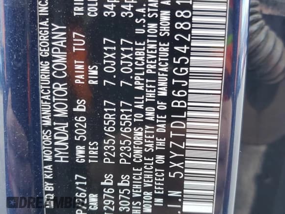 ✅ 2018 Hyundai Santa Fe 2.4L • VIN: 5XYZTDLB6JG542881 • Лот: 47352534. Опубликован ранее на Copart с пробегом 91 613 миль. Бесплатный доступ к архиву аукционных продаж из США и подробный отчёт об истории автомобиля на DreamBid. Изображение 15.