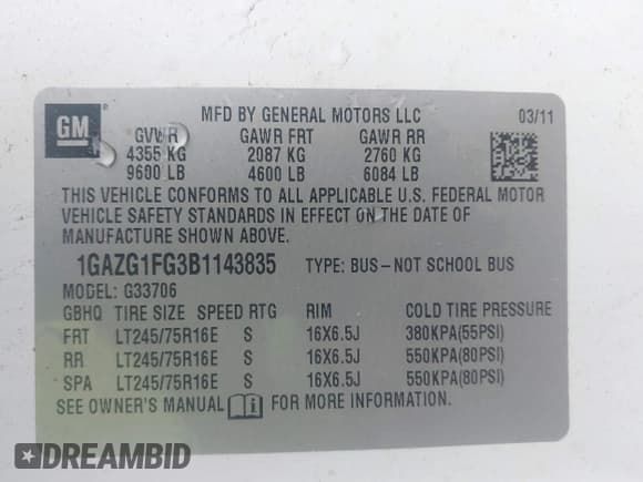 ✅ 2011 Chevrolet Express Passenger 1LT • VIN: 1GAZG1FG3B1143835 • Lot: 42649421. Wystawiony na IAAI z przebiegiem 162 129 mil. Bezpłatny archiwum sprzedaży aukcyjnych z USA i szczegółowy raport historii pojazdu na DreamBid. Zdjęcie 9.