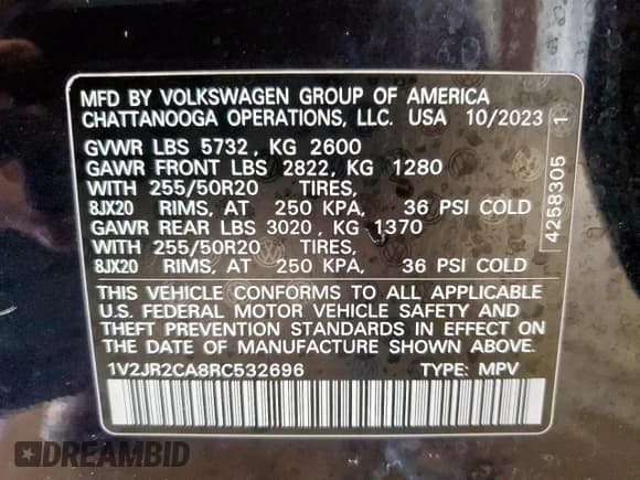 ✅ 2024 Volkswagen Atlas SE • VIN: 1V2JR2CA8RC532696 • Lot: 70857675. Wystawiony na Copart z przebiegiem Nie podano. Bezpłatny archiwum sprzedaży aukcyjnych z USA i szczegółowy raport historii pojazdu na DreamBid. Zdjęcie 13.