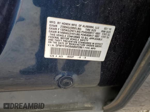 ✅ 2010 Honda Pilot EX-L • VIN: 5FNYF3H59AB022861 • Lot: 48389045. Wystawiony na Copart z przebiegiem 177 690 mil. Bezpłatny archiwum sprzedaży aukcyjnych z USA i szczegółowy raport historii pojazdu na DreamBid. Zdjęcie 14.