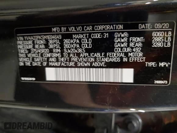 ✅ 2021 Volvo XC90 Momentum • VIN: YV4A22PK5M1694649 • Lot: 62132545. Listed on Copart with 55,038 mi. Free auction sales archive from the USA and detailed vehicle history report at DreamBid. Image 13.