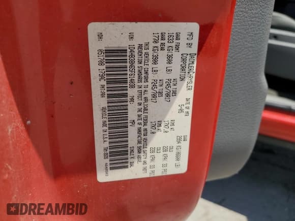 ✅ 2005 Dodge Durango SXT • VIN: 1D4HB38N65F614038 • Лот: 63580585. Опубликован ранее на Copart с пробегом 301 673 миль. Бесплатный доступ к архиву аукционных продаж из США и подробный отчёт об истории автомобиля на DreamBid. Изображение 12.