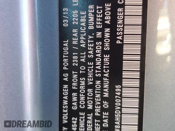 ✅ 2013 Volkswagen Eos Sport • VIN: WVWBW8AH5DV007495 • Lot: 91866905. Wystawiony na Copart z przebiegiem 84 387 mil. Bezpłatny archiwum sprzedaży aukcyjnych z USA i szczegółowy raport historii pojazdu na DreamBid. Zdjęcie 12.