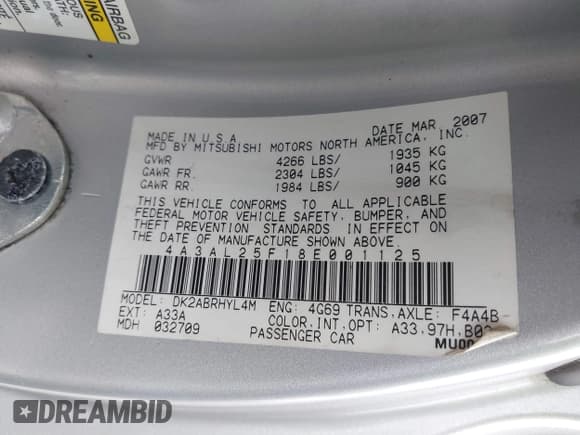 ✅ 2008 Mitsubishi Eclipse GS • VIN: 4A3AL25F18E001125 • Lot: 41672497. Wystawiony na IAAI z przebiegiem 132 314 mil. Bezpłatny archiwum sprzedaży aukcyjnych z USA i szczegółowy raport historii pojazdu na DreamBid. Zdjęcie 9.