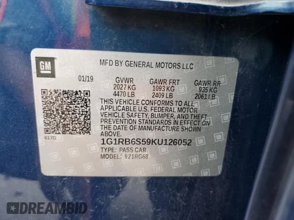 ✅ 2019 Chevrolet Volt Premier • VIN: 1G1RB6S59KU126052 • Lot: 66206053. Wystawiony na Copart z przebiegiem 84 119 mil. Bezpłatny archiwum sprzedaży aukcyjnych z USA i szczegółowy raport historii pojazdu na DreamBid. Zdjęcie 12.