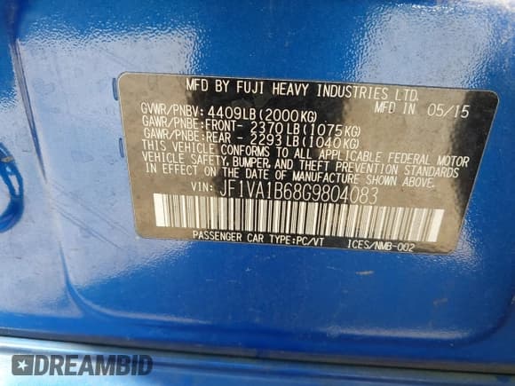 ✅ 2016 Subaru WRX • VIN: JF1VA1B68G9804083 • Lot: 42657373. Listed on IAAI with 135,193 mi. Free auction sales archive from the USA and detailed vehicle history report at DreamBid. Image 9.