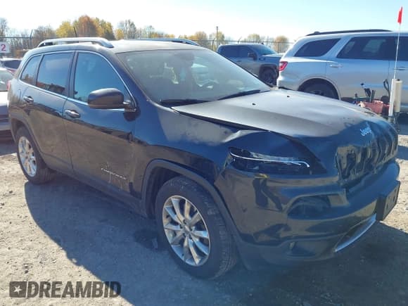 ✅ 2016 Jeep Cherokee Limited • VIN: 1C4PJMDB5GW162440 • Lot: 43524180. Listed on IAAI with 155,831 mi. Free auction sales archive from the USA and detailed vehicle history report at DreamBid. Image 1.