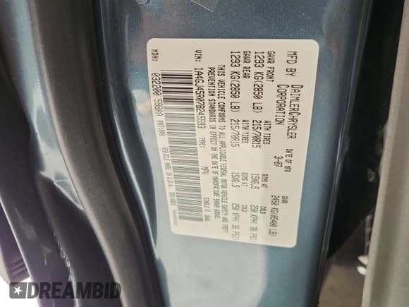 ✅ 2007 Chrysler Town & Country • VIN: 1A4GJ45R07B245593 • Lot: 85177515. Listed on Copart with 84,880 mi. Free auction sales archive from the USA and detailed vehicle history report at DreamBid. Image 13.