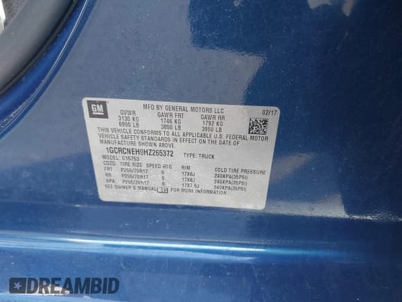 ✅ 2017 Chevrolet Silverado 1500 LS • VIN: 1GCRCNEH9HZ265372 • Lot: 43506749. Wystawiony na IAAI z przebiegiem 102 724 mil. Bezpłatny archiwum sprzedaży aukcyjnych z USA i szczegółowy raport historii pojazdu na DreamBid. Zdjęcie 9.