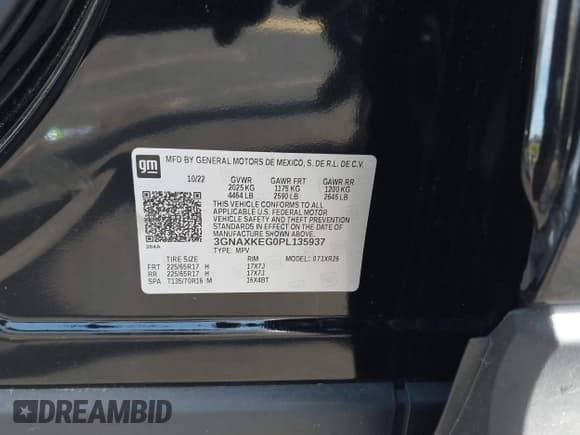 ✅ 2023 Chevrolet Equinox LT • VIN: 3GNAXKEG0PL135937 • Лот: 43290892. Опубликован ранее на IAAI с пробегом 8 379 миль. Бесплатный доступ к архиву аукционных продаж из США и подробный отчёт об истории автомобиля на DreamBid. Изображение 9.