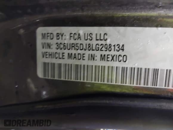 ✅ 2020 Ram 2500 Big Horn • VIN: 3C6UR5DJ8LG298134 • Lot: 41705639. Wystawiony na IAAI z przebiegiem 85 130 mil. Bezpłatny archiwum sprzedaży aukcyjnych z USA i szczegółowy raport historii pojazdu na DreamBid. Zdjęcie 9.