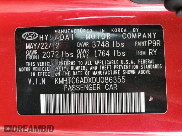 ✅ 2013 Hyundai Veloster w/Gray Int • VIN: KMHTC6ADXDU086355 • Lot: 82063834. Wystawiony na Copart z przebiegiem 95 903 mil. Bezpłatny archiwum sprzedaży aukcyjnych z USA i szczegółowy raport historii pojazdu na DreamBid. Zdjęcie 12.