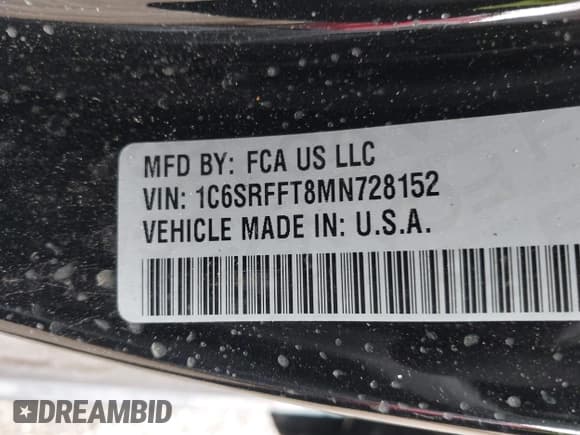 ✅ 2021 Ram 1500 Lone Star • VIN: 1C6SRFFT8MN728152 • Lot: 43460188. Listed on IAAI with 28,578 mi. Free auction sales archive from the USA and detailed vehicle history report at DreamBid. Image 9.