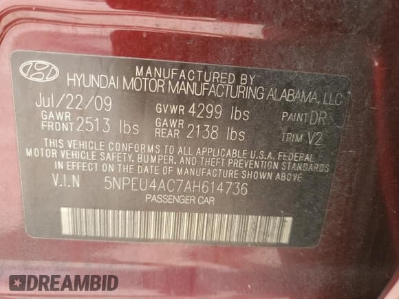 ✅ 2010 Hyundai Sonata Limited • VIN: 5NPEU4AC7AH614736 • Лот: 77007104. Опубликован ранее на Copart с пробегом 167 844 миль. Бесплатный доступ к архиву аукционных продаж из США и подробный отчёт об истории автомобиля на DreamBid. Изображение 13.