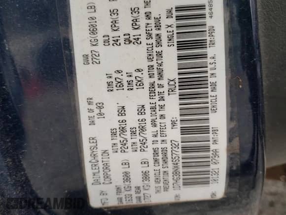 2004 Dodge Dakota Sport с VIN 1D7HG38NX4S577327, выставлен на аукционе Copart как лот 45729535 с пробегом 166 254 миль миль и Списание • Salvage title. История ставок и продаж доступна на DreamBid. Изображение 14.