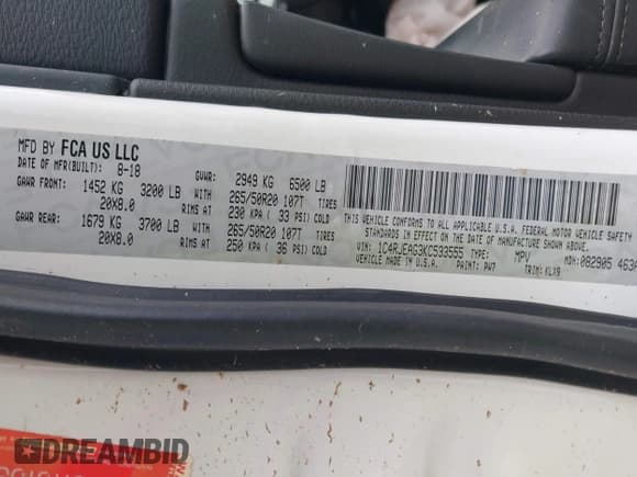 ✅ 2019 Jeep Grand Cherokee Laredo E • VIN: 1C4RJEAG3KC533555 • Лот: 42965522. Опубликован ранее на IAAI с пробегом 108 553 миль. Бесплатный доступ к архиву аукционных продаж из США и подробный отчёт об истории автомобиля на DreamBid. Изображение 9.
