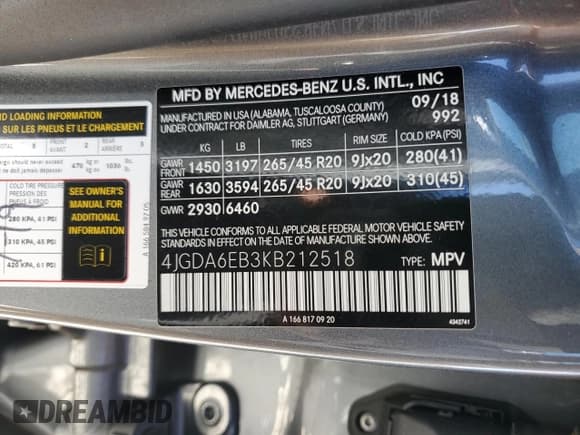 ✅ 2019 Mercedes-Benz GLE 43 AMG • VIN: 4JGDA6EB3KB212518 • Lot: 73376644. Listed on Copart with 56,087 mi. Free auction sales archive from the USA and detailed vehicle history report at DreamBid. Image 14.