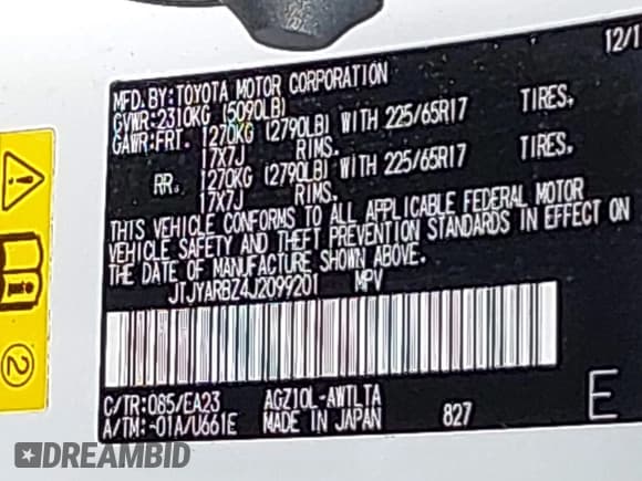 ✅ 2018 Lexus NX 300 • VIN: JTJYARBZ4J2099201 • Lot: 43725939. Listed on IAAI with 48,766 mi. Free auction sales archive from the USA and detailed vehicle history report at DreamBid. Image 7.