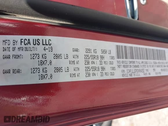 ✅ 2019 Jeep Cherokee Latitude Plus • VIN: 1C4PJLLB7KD454252 • Лот: 42564561. Опубликован ранее на IAAI с пробегом 143 021 миль. Бесплатный доступ к архиву аукционных продаж из США и подробный отчёт об истории автомобиля на DreamBid. Изображение 9.