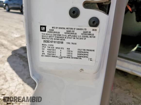 2006 Chevrolet Silverado 1500 LT2 z VIN 2GCEC19T161122198, wystawiony jako Copart lot #67995705 z przebiegiem 89 319 mil mil oraz Szkoda całkowita • Salvage title. Historia ofert i sprzedaży dostępna na DreamBid. Obrazek 13.