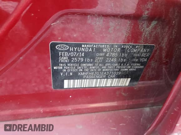 2014 Hyundai Azera Limited с VIN KMHFH4JG1EA371039, выставлен на аукционе Copart как лот 81069264 с пробегом Не указан миль и Списание • Salvage title. История ставок и продаж доступна на DreamBid. Изображение 14.