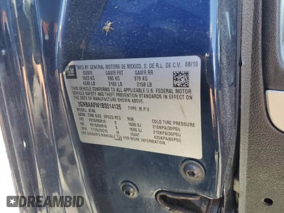 2011 Chevrolet HHR LS с VIN 3GNBAAFW1BS514126, выставлен на аукционе Copart как лот 70610224 с пробегом Не указан миль и Чистый • Clean title. История ставок и продаж доступна на DreamBid. Изображение 13.