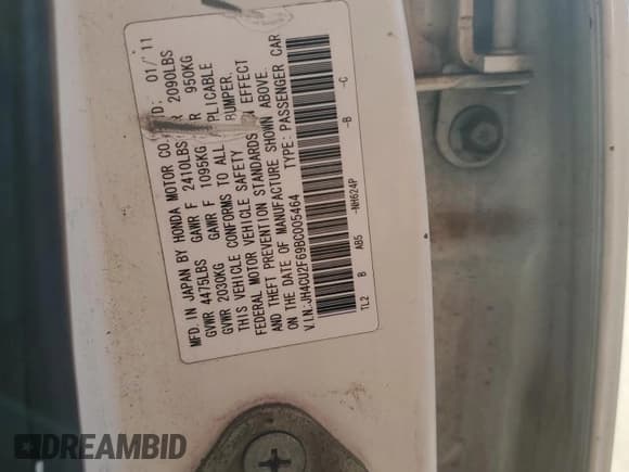 ✅ 2011 Acura TSX • VIN: JH4CU2F69BC005464 • Лот: 82313475. Опубликован ранее на Copart с пробегом 185 426 миль. Бесплатный доступ к архиву аукционных продаж из США и подробный отчёт об истории автомобиля на DreamBid. Изображение 12.