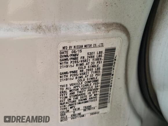 ✅ 2016 Infiniti QX70 • VIN: JN8CS1MU4GM670023 • Lot: 59185875. Listed on Copart with 123,880 mi. Free auction sales archive from the USA and detailed vehicle history report at DreamBid. Image 13.